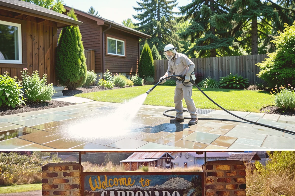 Stone Walkway Cleaning in Carbonado, Pierce County, WA - Stone walkways clean best in warm, dry summer weeks that allow the porous surface to dry evenly.