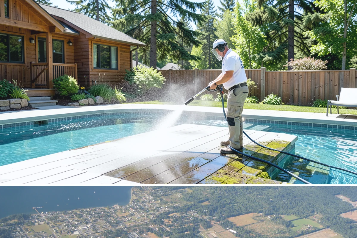 Stone Walkway Cleaning in Coupeville, Island County, WA - Stone walkways clean best in warm, dry summer weeks that allow the porous surface to dry evenly.
