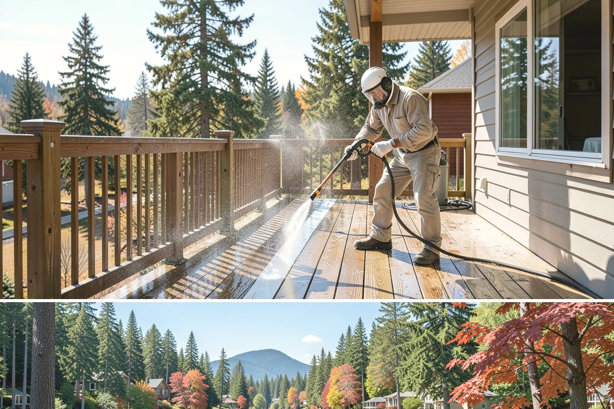 Stone Walkway Cleaning in Covington, King County, WA - Stone walkways clean best in warm, dry summer weeks that allow the porous surface to dry evenly.