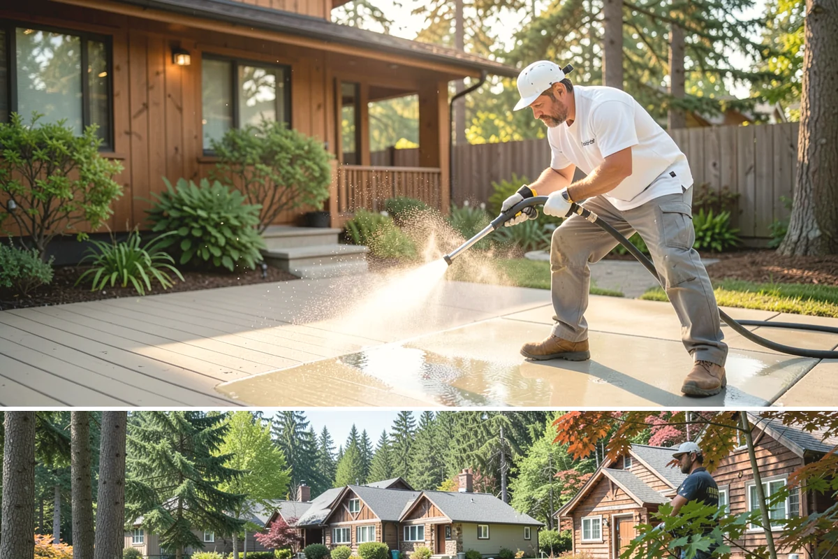 Stone Walkway Cleaning in Edgewood, Pierce County, WA - Stone walkways clean best in warm, dry summer weeks that allow the porous surface to dry evenly.