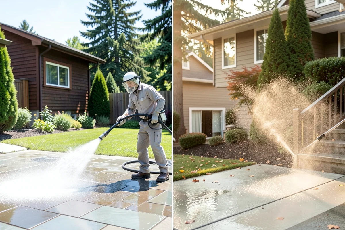 Stone Walkway Cleaning in Federal Way, King County, WA - Assess stone type and test a discreet area