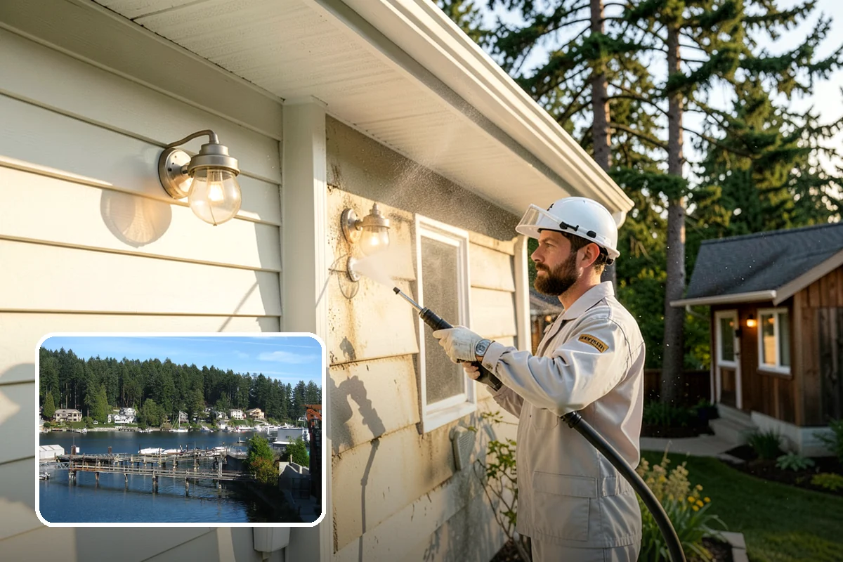Stone Walkway Cleaning in Gig Harbor, Pierce County, WA - Avoids etching, pitting, or flaking the stone
