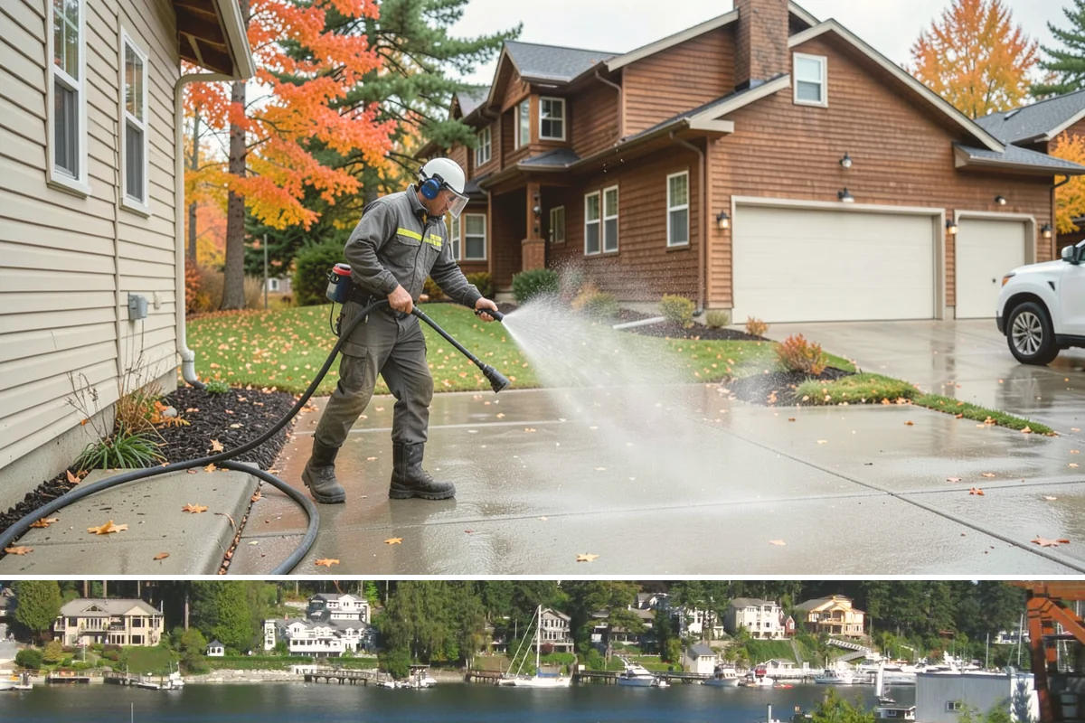 Stone Walkway Cleaning in Gig Harbor, Pierce County, WA - Stone walkways clean best in warm, dry summer weeks that allow the porous surface to dry evenly.