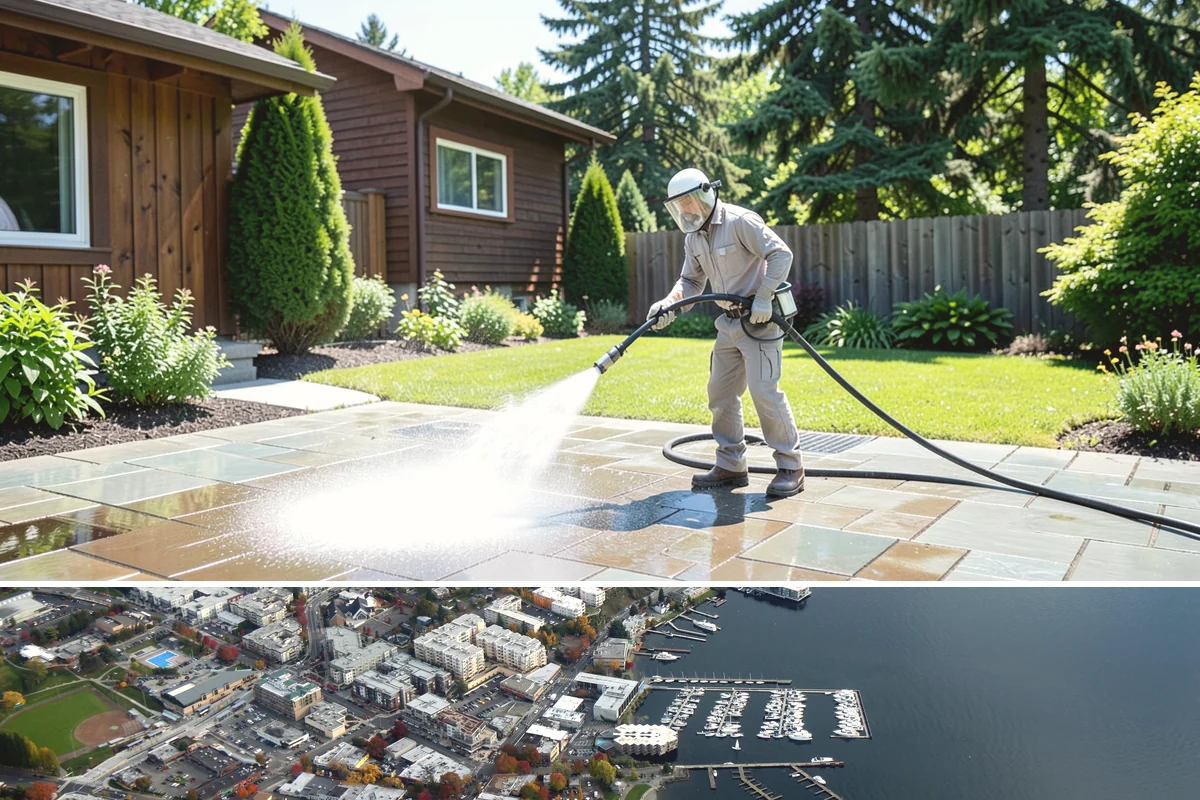 Stone Walkway Cleaning in Kirkland, King County, WA - Stone walkways clean best in warm, dry summer weeks that allow the porous surface to dry evenly.