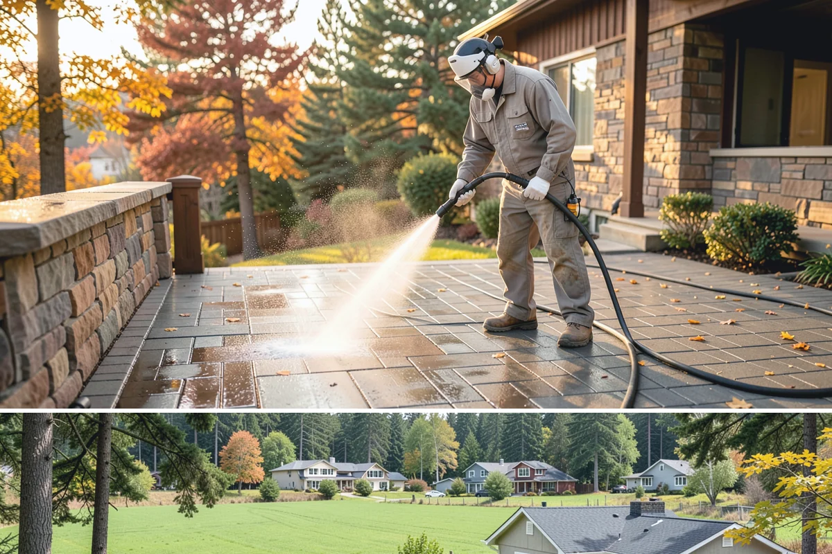Stone Walkway Cleaning in Lyman, Skagit County, WA - Stone walkways clean best in warm, dry summer weeks that allow the porous surface to dry evenly.