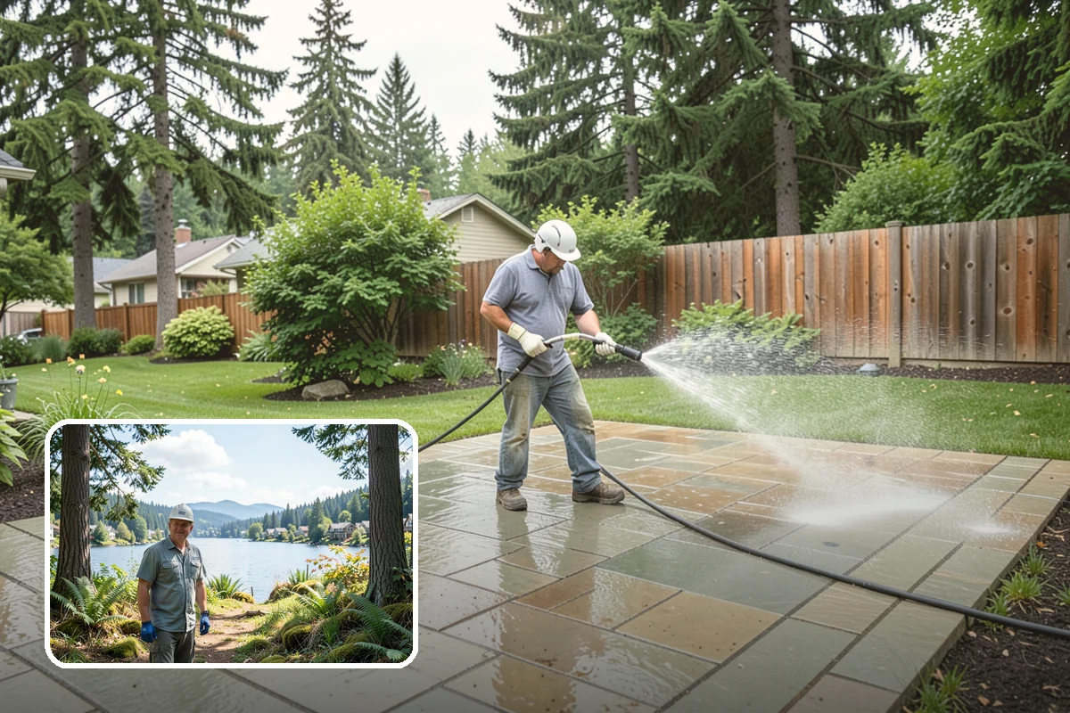 Stone Walkway Cleaning in Milton, King County, WA - Avoids etching, pitting, or flaking the stone