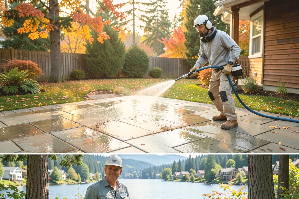 Stone Walkway Cleaning in Milton, King County, WA - Stone walkways clean best in warm, dry summer weeks that allow the porous surface to dry evenly.