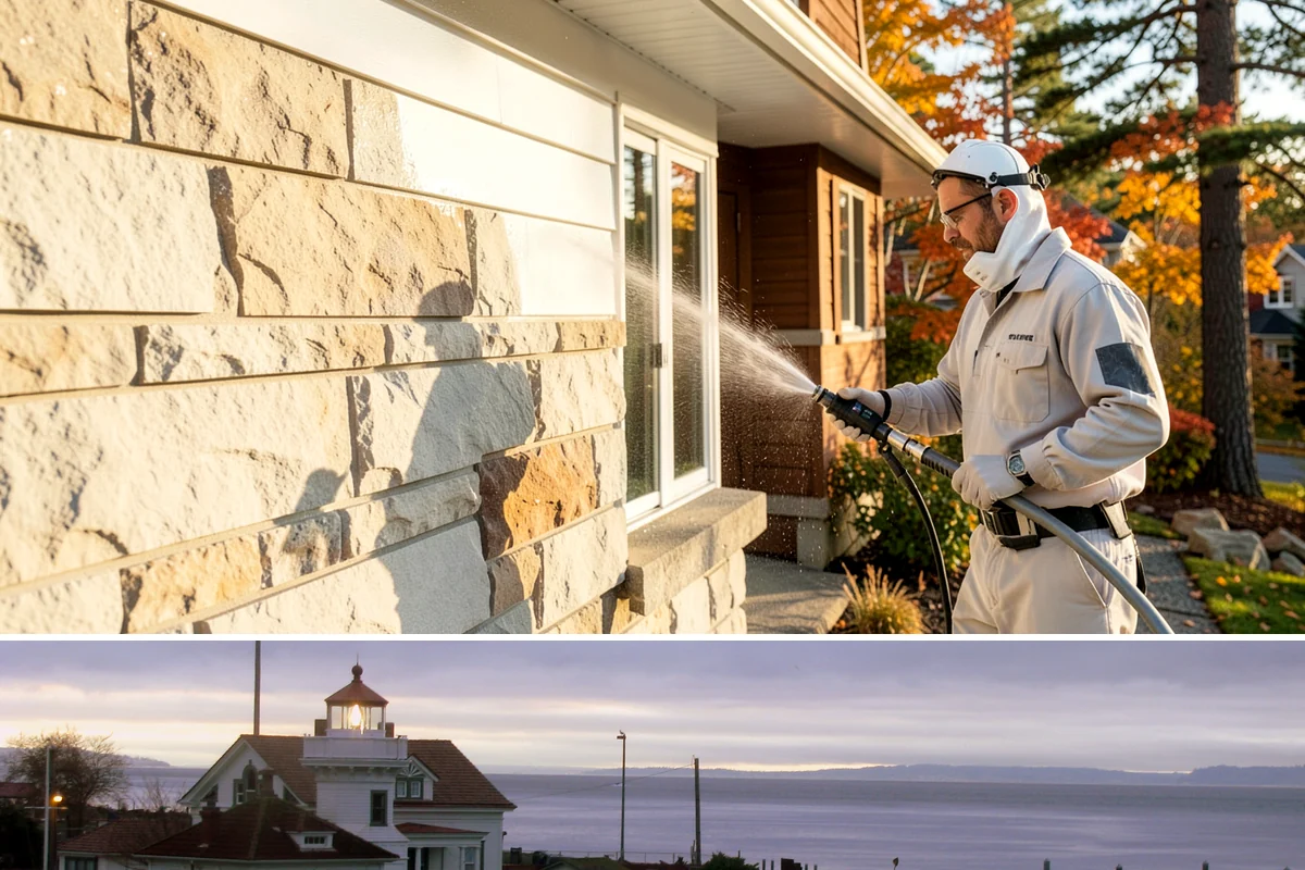 Stone Walkway Cleaning in Mukilteo, Snohomish County, WA - Stone walkways clean best in warm, dry summer weeks that allow the porous surface to dry evenly.
