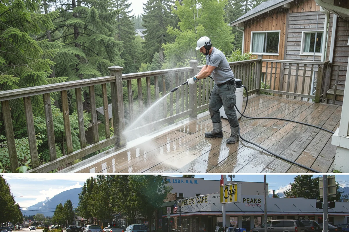 Stone Walkway Cleaning in North Bend, King County, WA - Stone walkways clean best in warm, dry summer weeks that allow the porous surface to dry evenly.