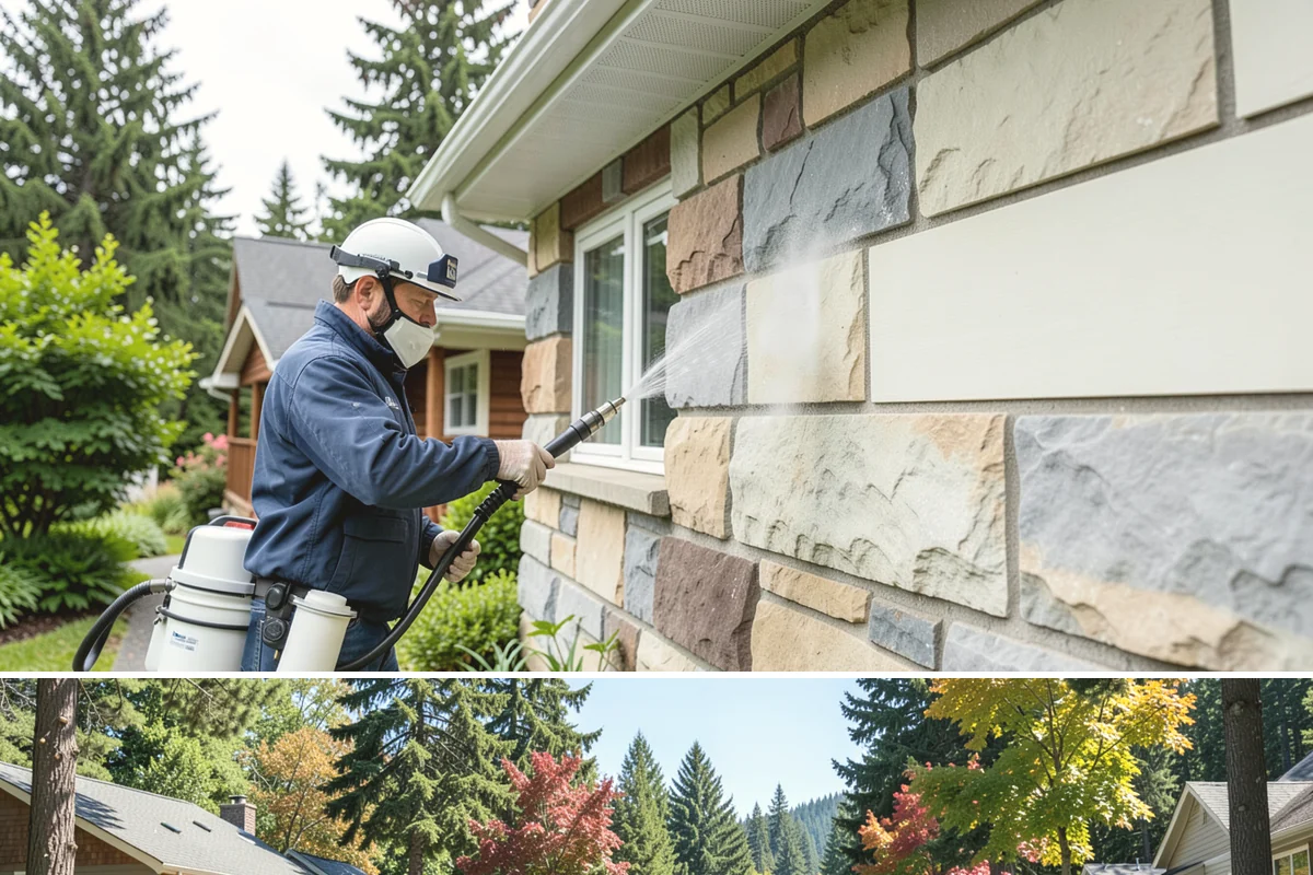 Stone Walkway Cleaning in Orting, Pierce County, WA - Stone walkways clean best in warm, dry summer weeks that allow the porous surface to dry evenly.