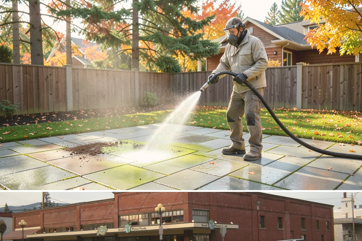 Stone Walkway Cleaning in Sedro-Woolley, Skagit County, WA - Stone walkways clean best in warm, dry summer weeks that allow the porous surface to dry evenly.