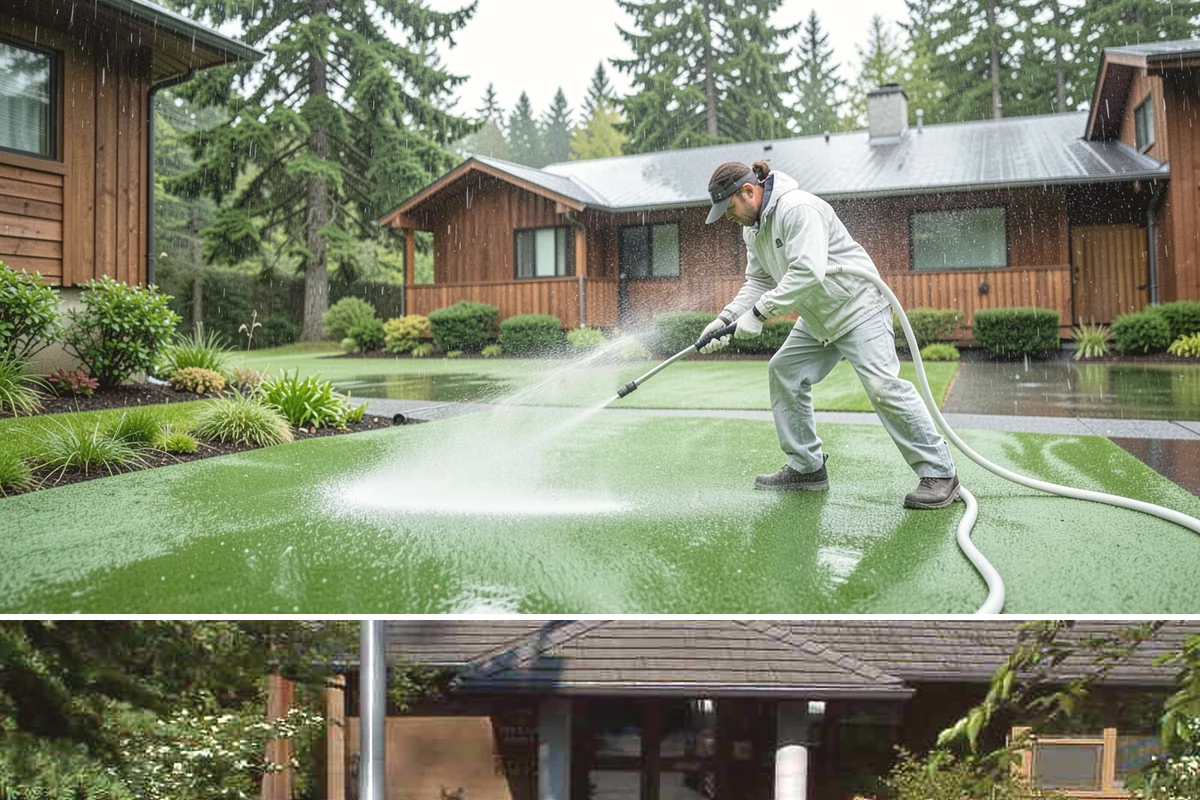 Stone Walkway Cleaning in Yarrow Point, King County, WA - Stone walkways clean best in warm, dry summer weeks that allow the porous surface to dry evenly.