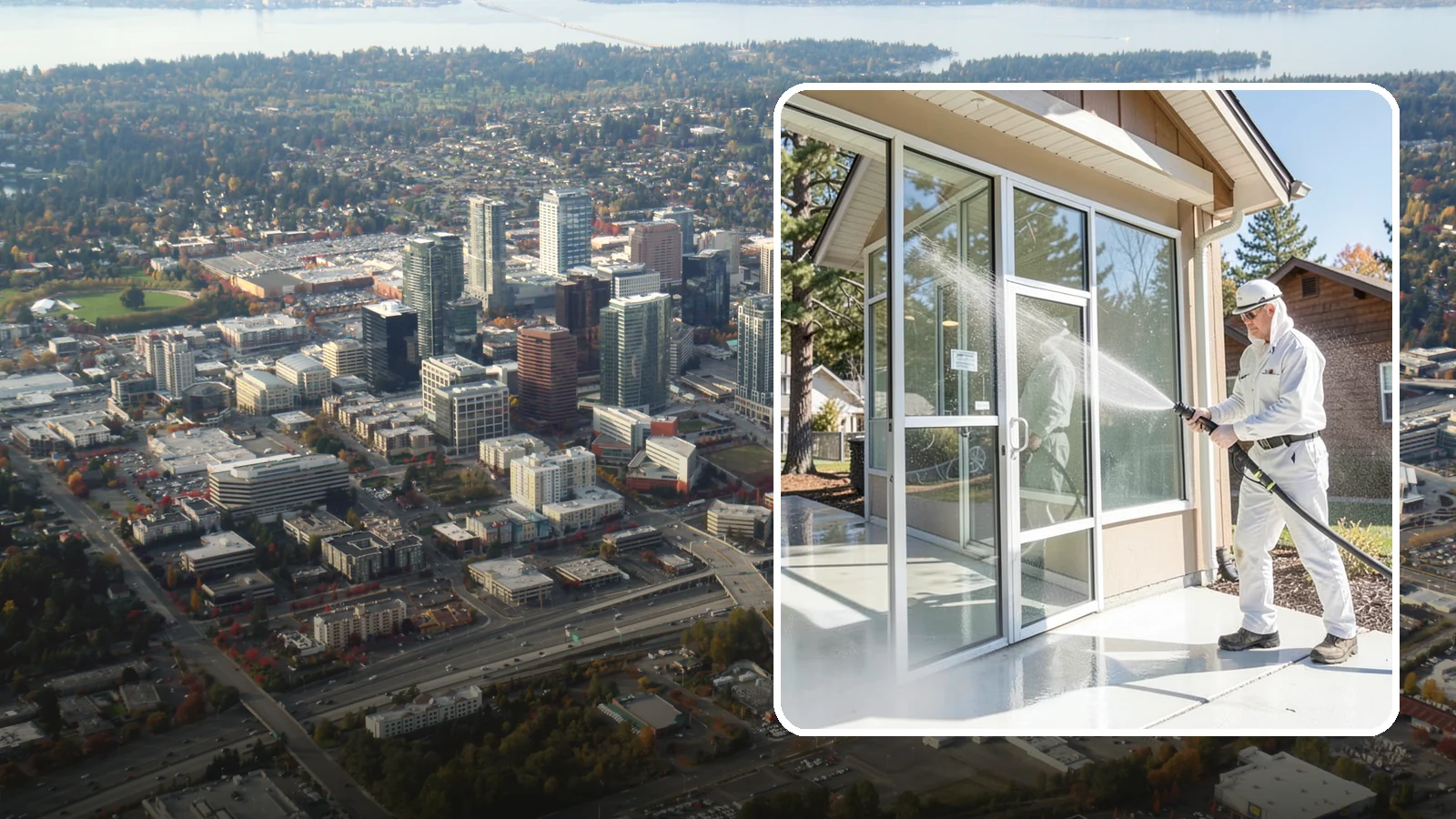 Storefront Washing in Bellevue, King County, WA - First impressions matter, so we keep your Washington storefront looking sharp with a thorough exterior wash that clears away...