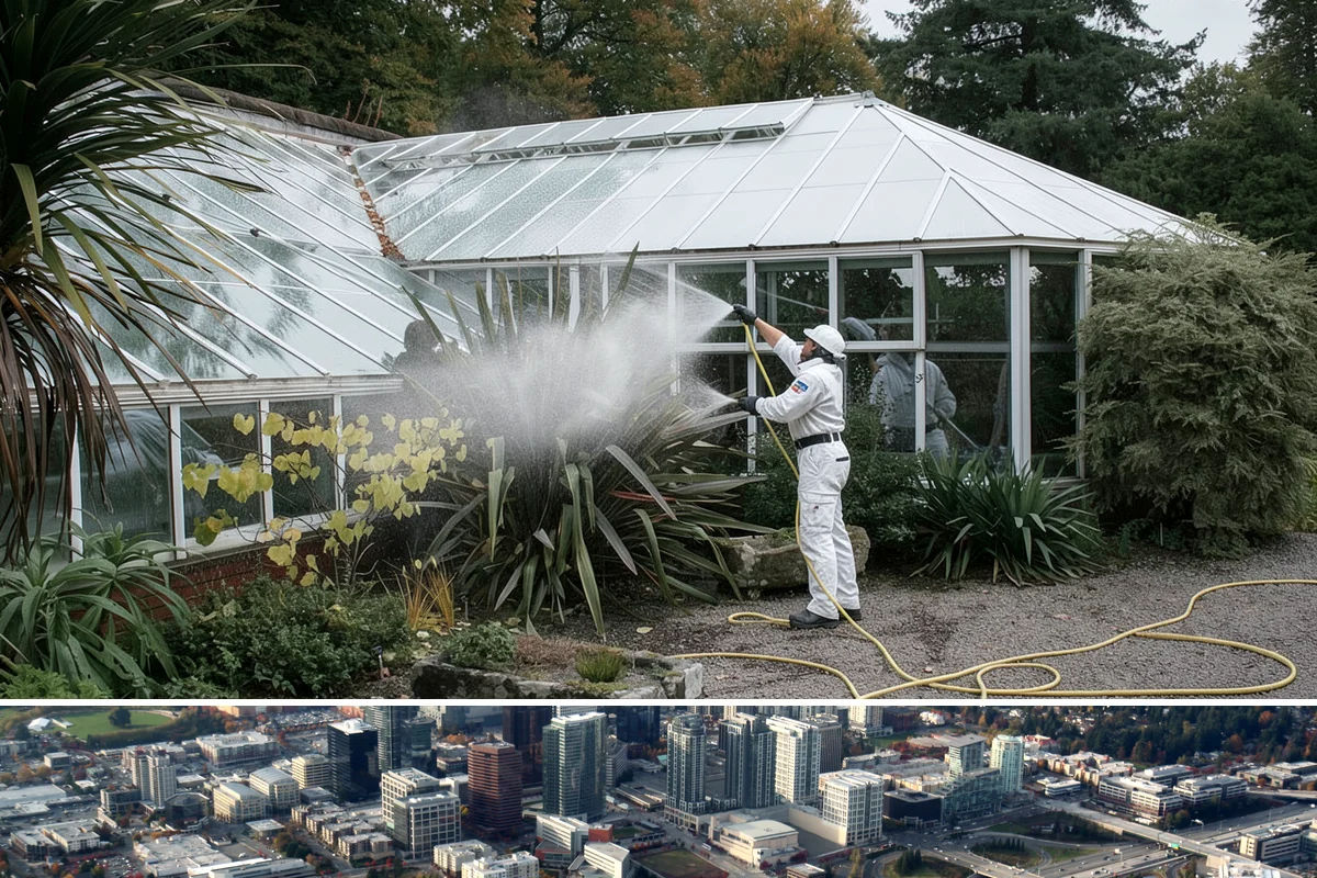 Storefront Washing in Bellevue, King County, WA - Late spring through early fall offers the driest windows for storefront washing, though quarterly touch-ups keep winter algae in...