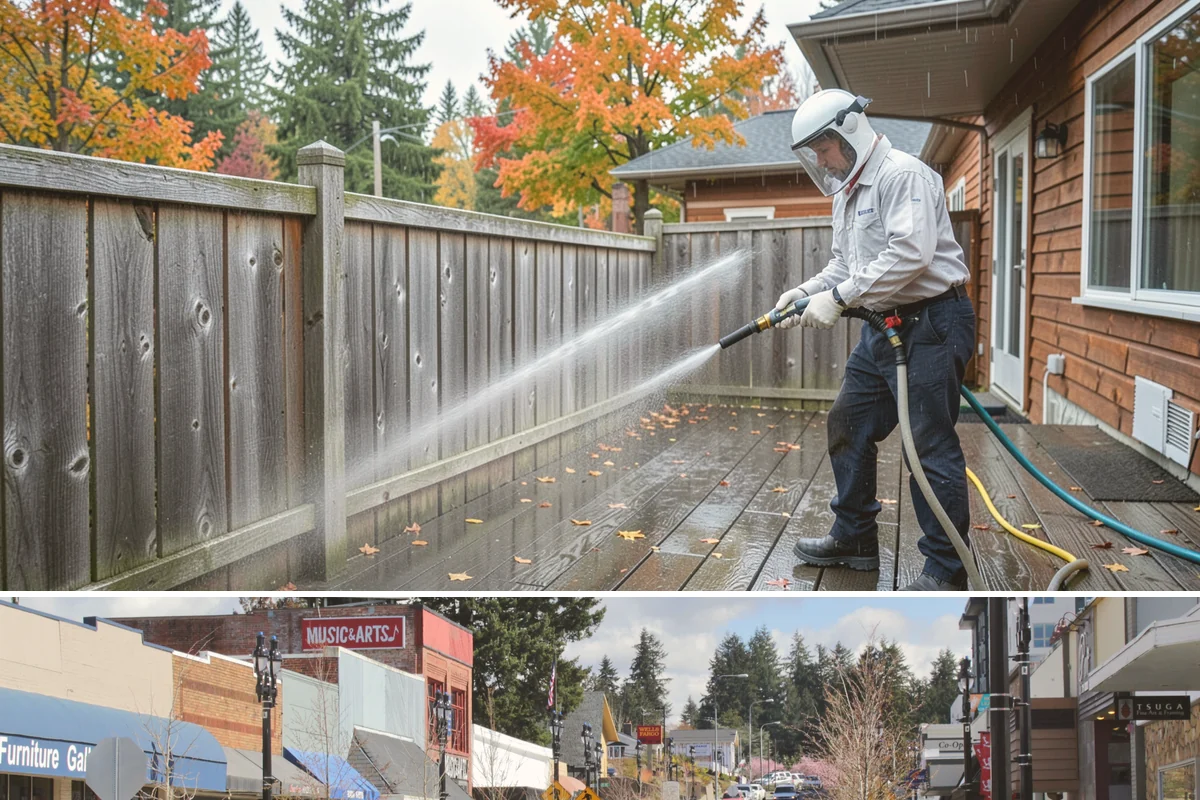 Storefront Washing in Bothell, King County, WA - Late spring through early fall offers the driest windows for storefront washing, though quarterly touch-ups keep winter algae in...