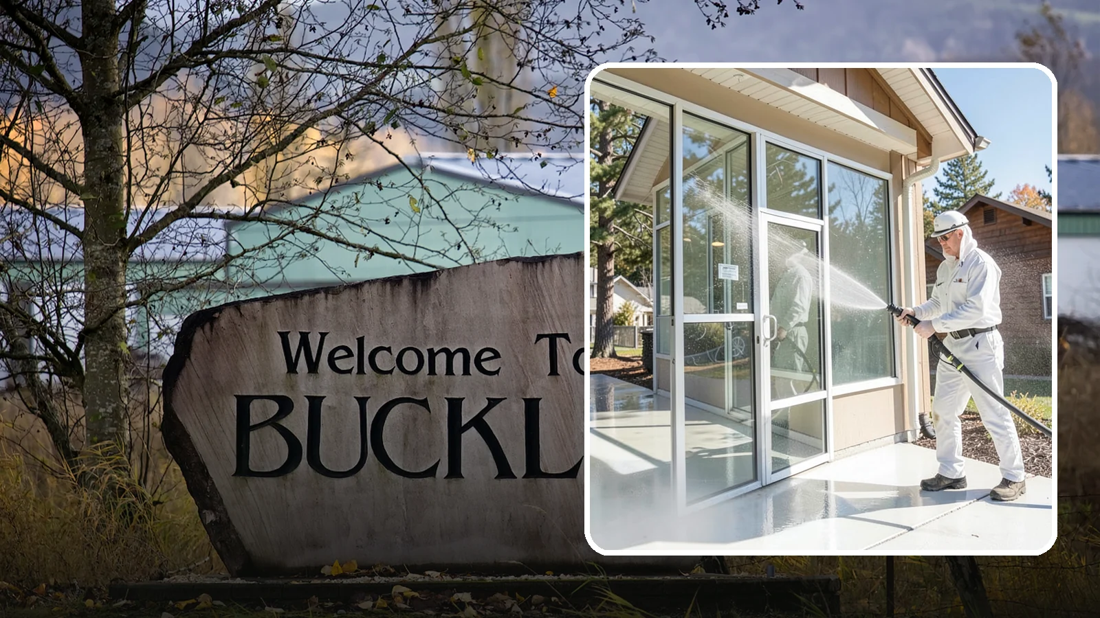 Storefront Washing in Buckley, Pierce County, WA - First impressions matter, so we keep your Washington storefront looking sharp with a thorough exterior wash that clears away...