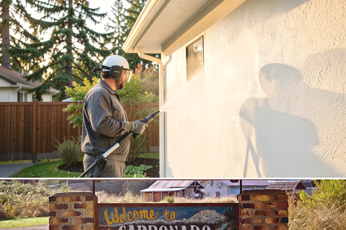 Storefront Washing in Carbonado, Pierce County, WA - Late spring through early fall offers the driest windows for storefront washing, though quarterly touch-ups keep winter algae in...