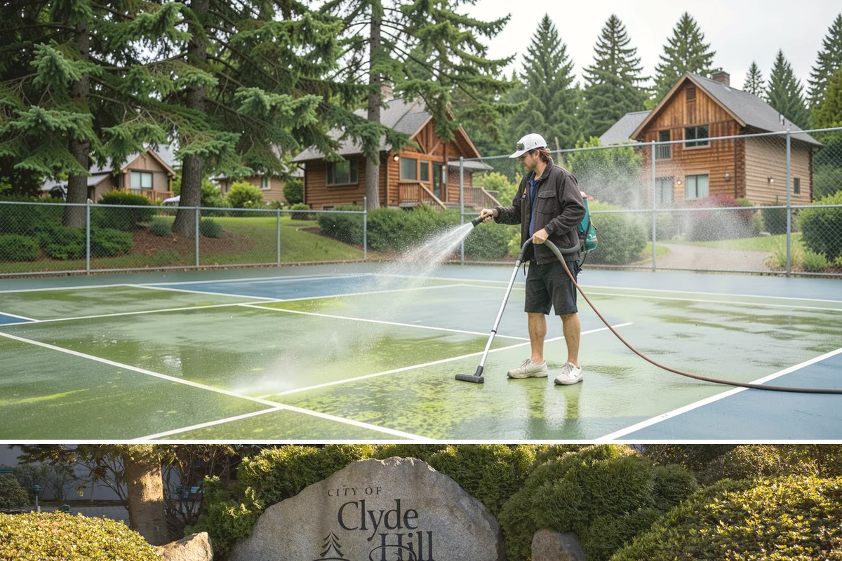 Storefront Washing in Clyde Hill, King County, WA - Late spring through early fall offers the driest windows for storefront washing, though quarterly touch-ups keep winter algae in...