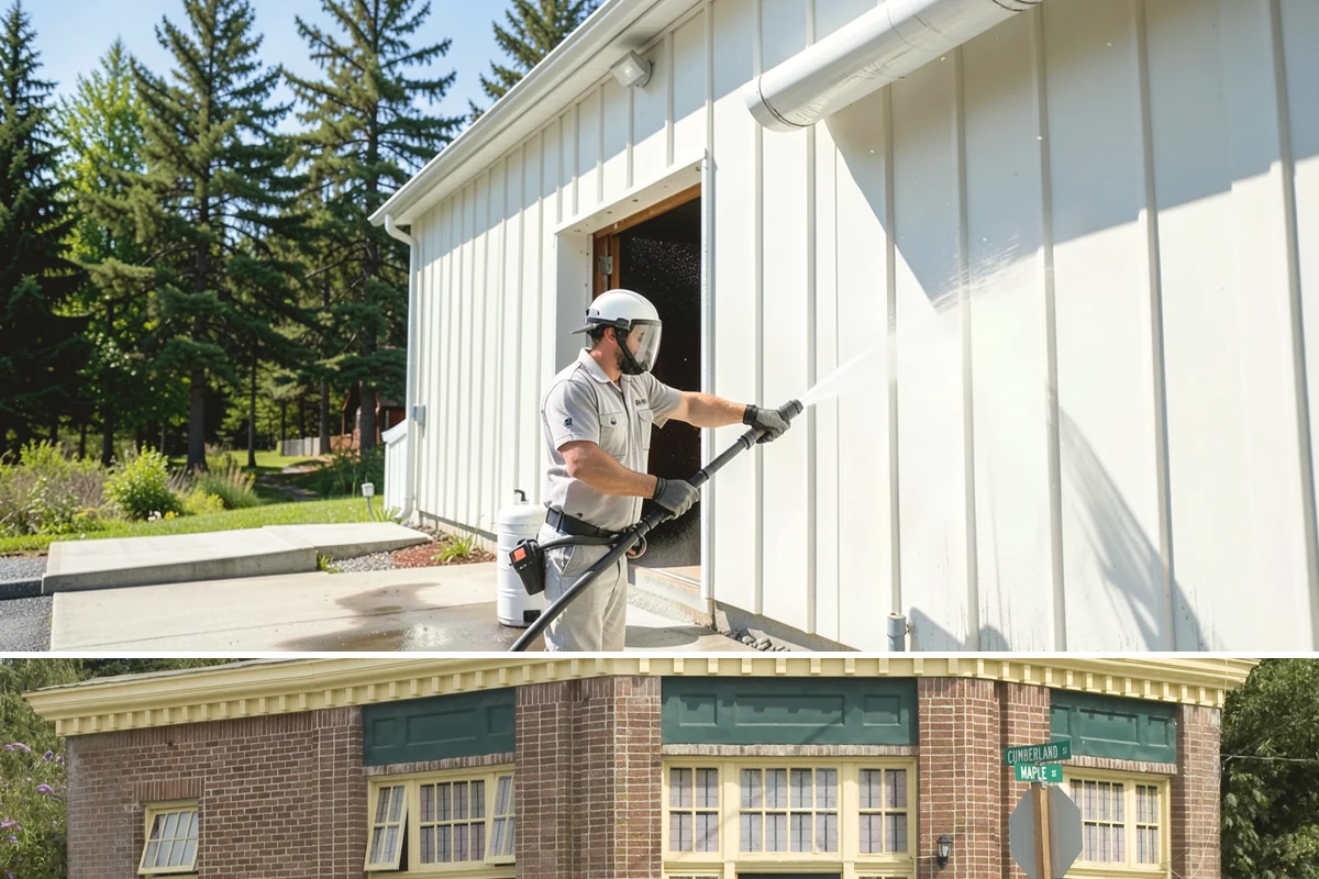Storefront Washing in Hamilton, Skagit County, WA - Late spring through early fall offers the driest windows for storefront washing, though quarterly touch-ups keep winter algae in...
