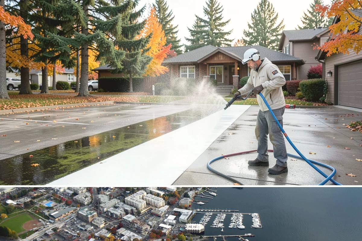Storefront Washing in Kirkland, King County, WA - Late spring through early fall offers the driest windows for storefront washing, though quarterly touch-ups keep winter algae in...