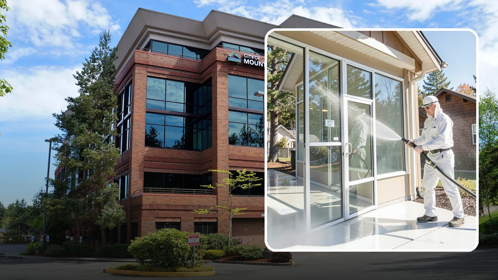 Storefront Washing in Mountlake Terrace, Snohomish County, WA - First impressions matter, so we keep your Washington storefront looking sharp with a thorough exterior wash that clears away...