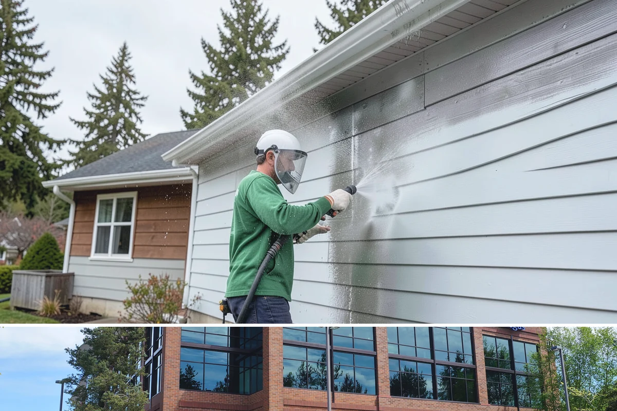 Storefront Washing in Mountlake Terrace, Snohomish County, WA - Late spring through early fall offers the driest windows for storefront washing, though quarterly touch-ups keep winter algae in...