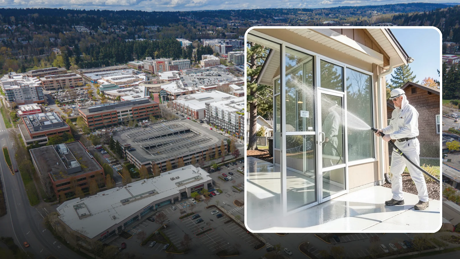 Storefront Washing in Redmond, King County, WA - First impressions matter, so we keep your Washington storefront looking sharp with a thorough exterior wash that clears away...