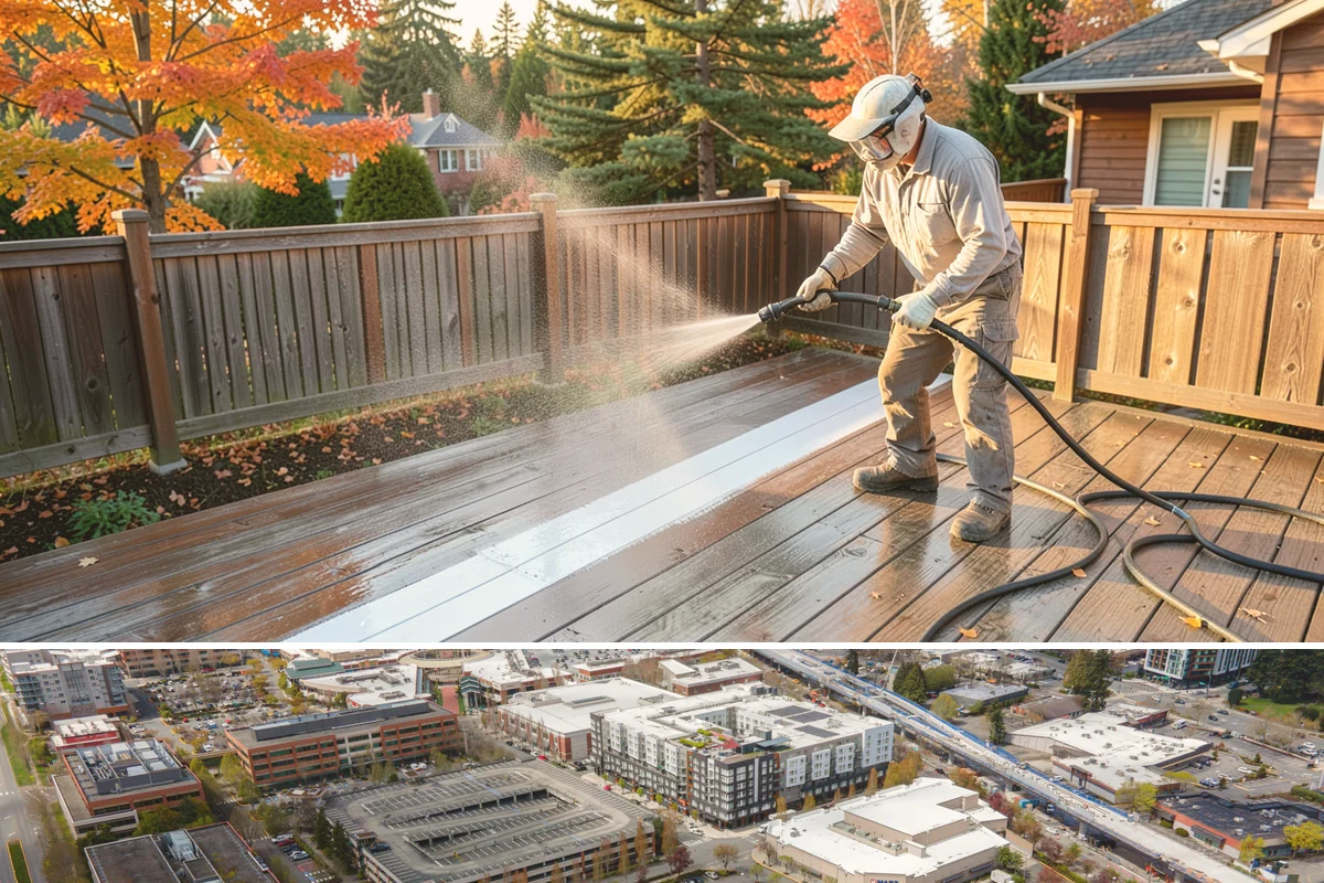 Storefront Washing in Redmond, King County, WA - Late spring through early fall offers the driest windows for storefront washing, though quarterly touch-ups keep winter algae in...