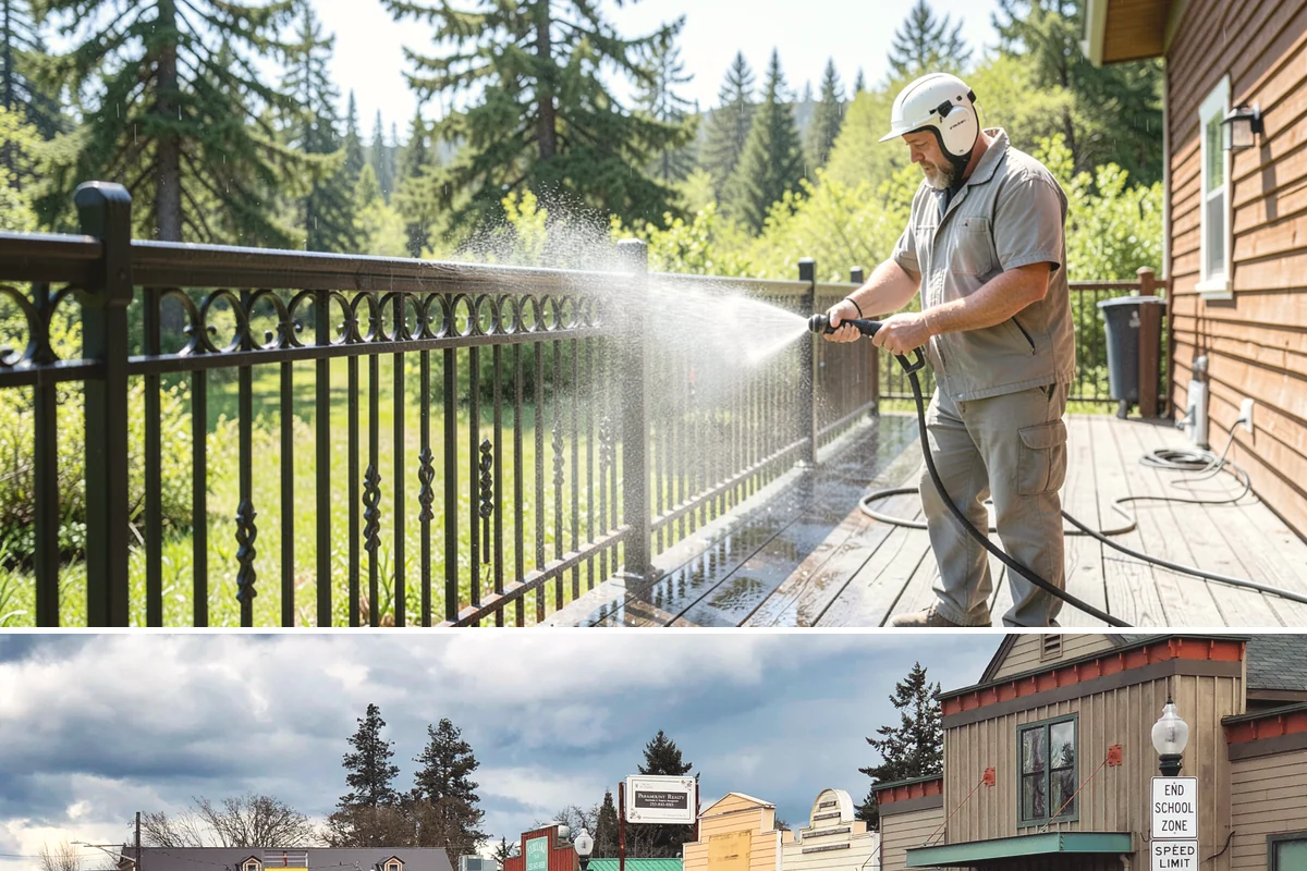 Storefront Washing in Roy, Pierce County, WA - Late spring through early fall offers the driest windows for storefront washing, though quarterly touch-ups keep winter algae in...