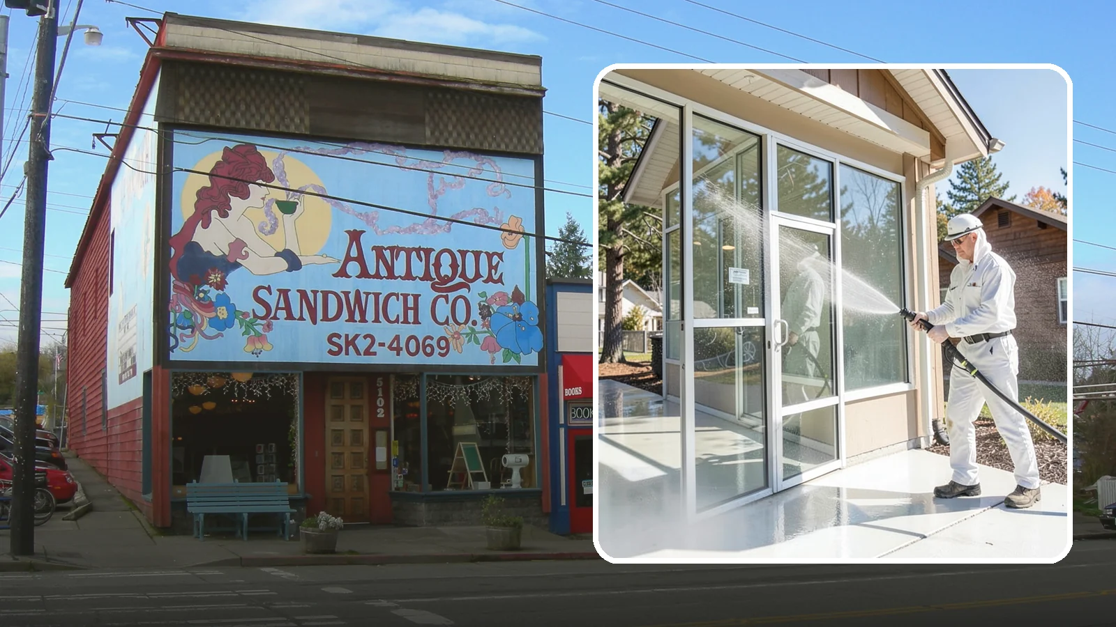 Storefront Washing in Ruston, Pierce County, WA - First impressions matter, so we keep your Washington storefront looking sharp with a thorough exterior wash that clears away...