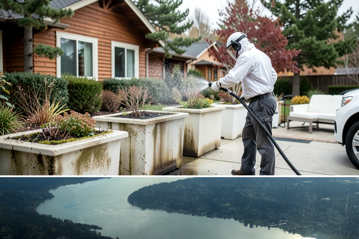 Storefront Washing in Sammamish, King County, WA - Late spring through early fall offers the driest windows for storefront washing, though quarterly touch-ups keep winter algae in...