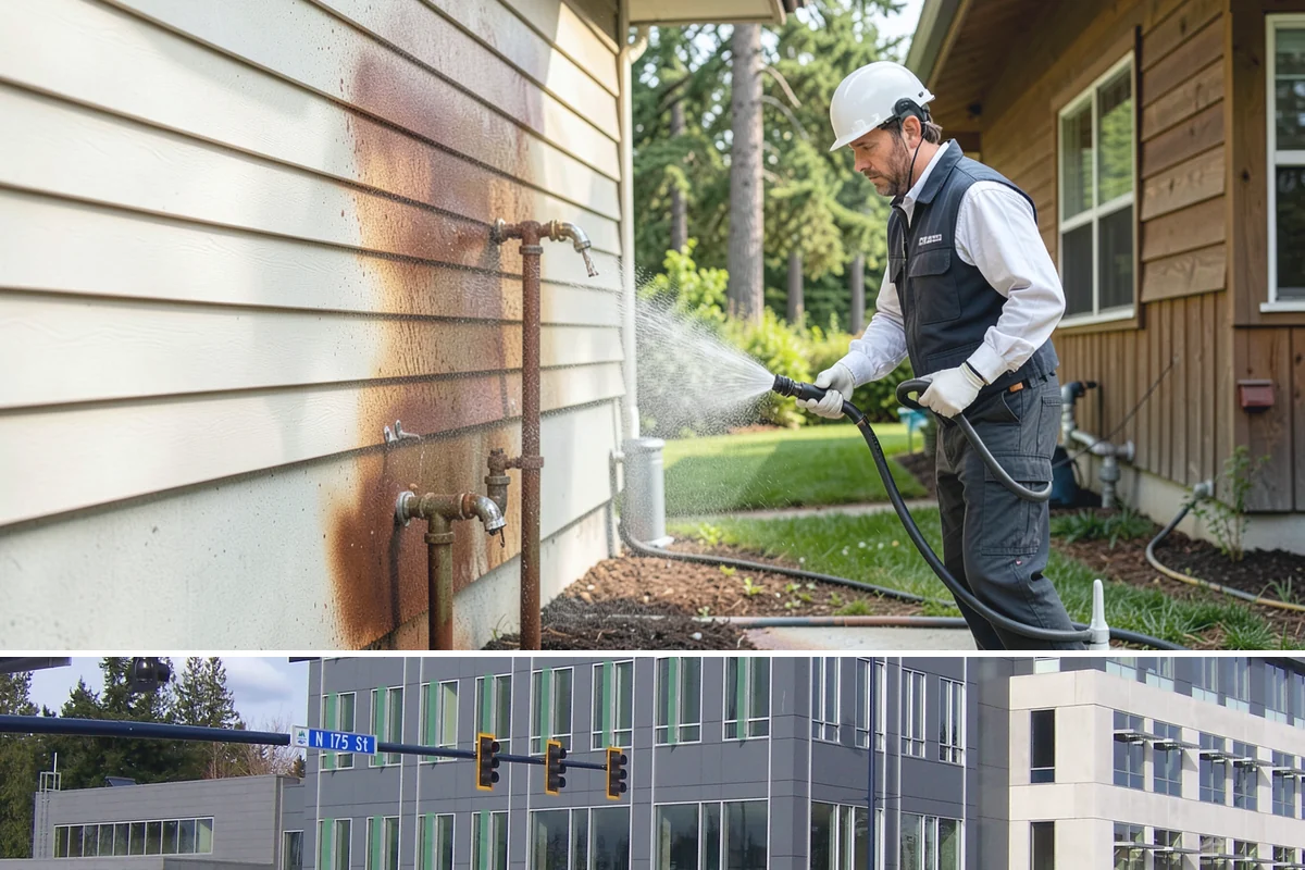 Storefront Washing in Shoreline, King County, WA - Late spring through early fall offers the driest windows for storefront washing, though quarterly touch-ups keep winter algae in...