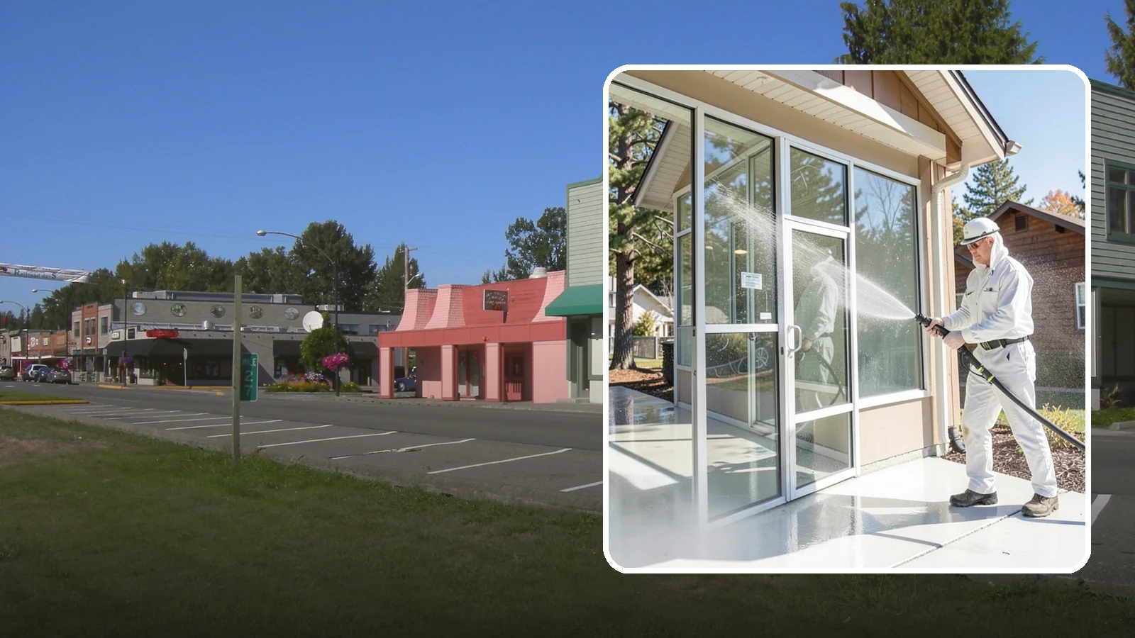 Storefront Washing in Snoqualmie, King County, WA - First impressions matter, so we keep your Washington storefront looking sharp with a thorough exterior wash that clears away...