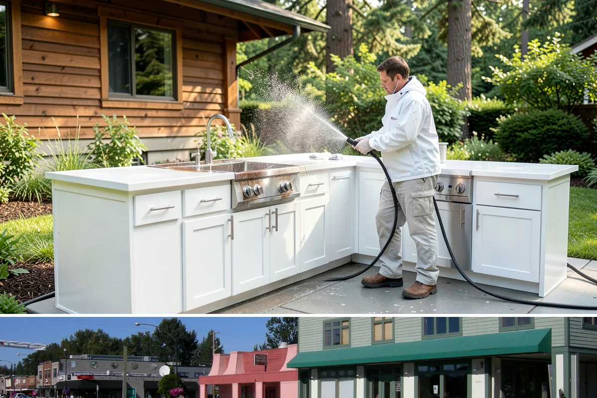 Storefront Washing in Snoqualmie, King County, WA - Late spring through early fall offers the driest windows for storefront washing, though quarterly touch-ups keep winter algae in...