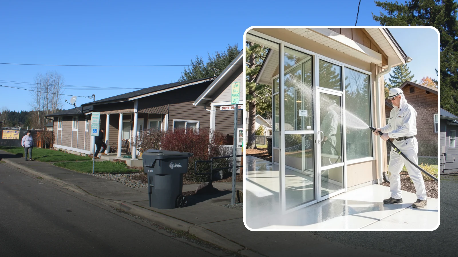 Storefront Washing in South Prairie, Pierce County, WA - First impressions matter, so we keep your Washington storefront looking sharp with a thorough exterior wash that clears away...