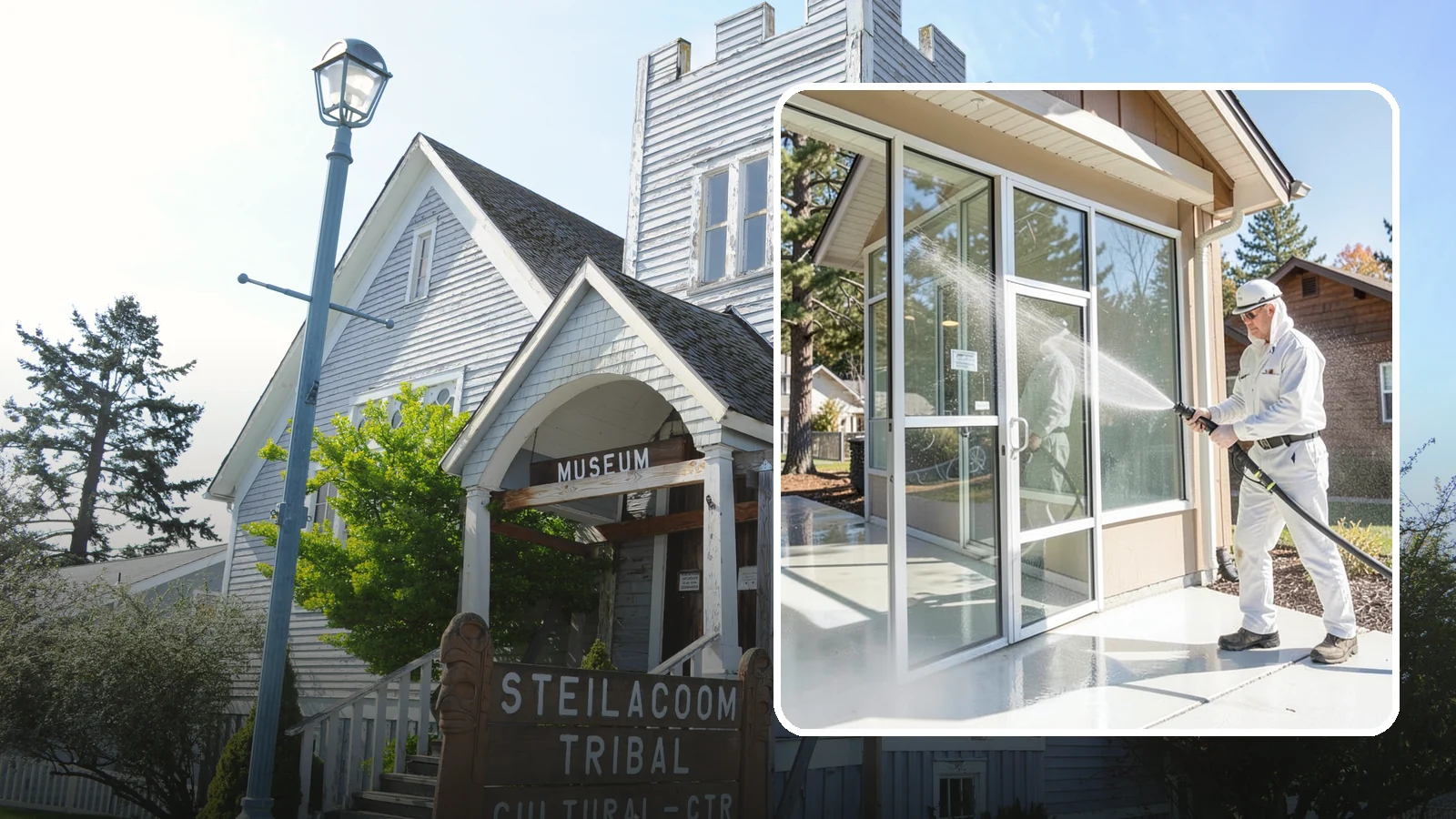 Storefront Washing in Steilacoom, Pierce County, WA - First impressions matter, so we keep your Washington storefront looking sharp with a thorough exterior wash that clears away...