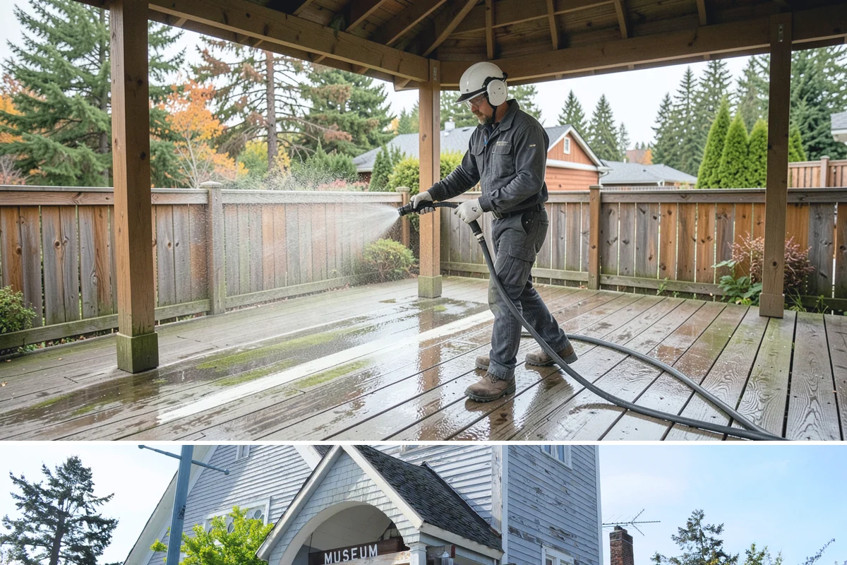 Storefront Washing in Steilacoom, Pierce County, WA - Late spring through early fall offers the driest windows for storefront washing, though quarterly touch-ups keep winter algae in...