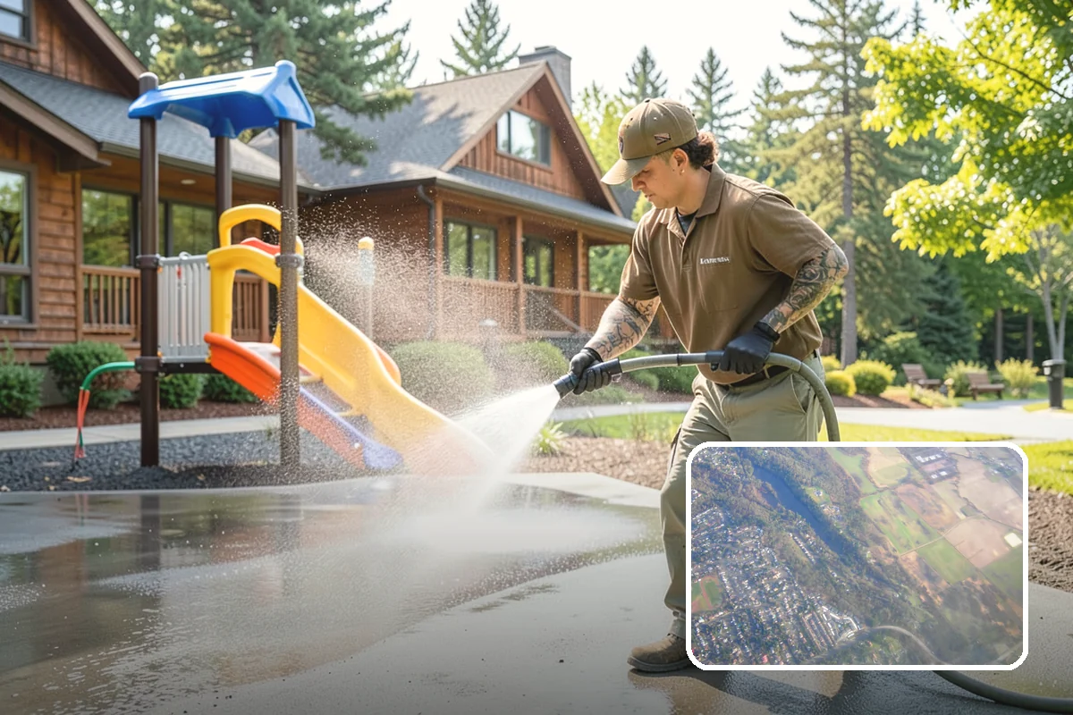 Storm Cleanup Washing in Algona, King County, WA - Clears branches, needles, and grit deposited by high winds