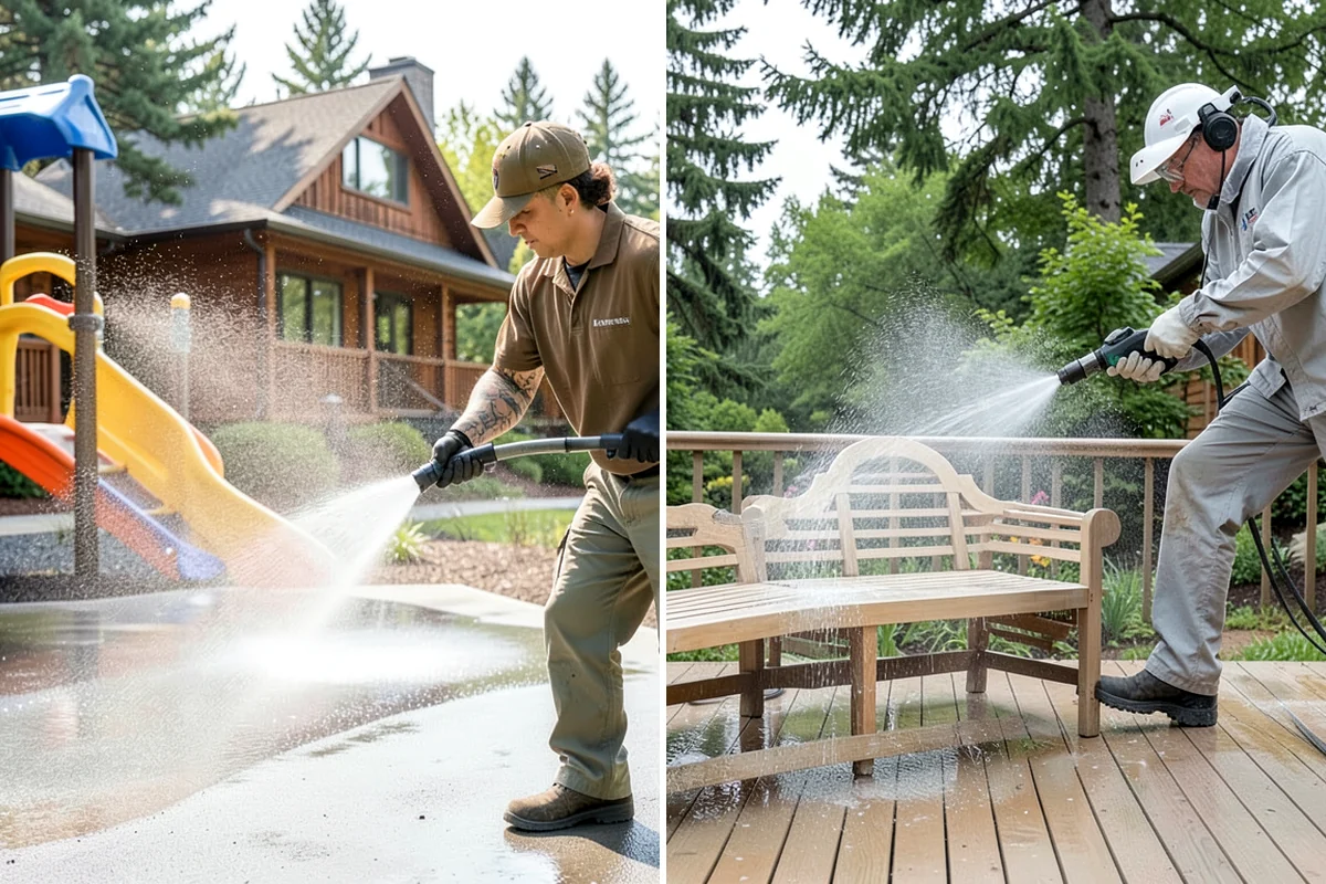 Storm Cleanup Washing in Arlington, Snohomish County, WA - Assess storm debris and staining across the property