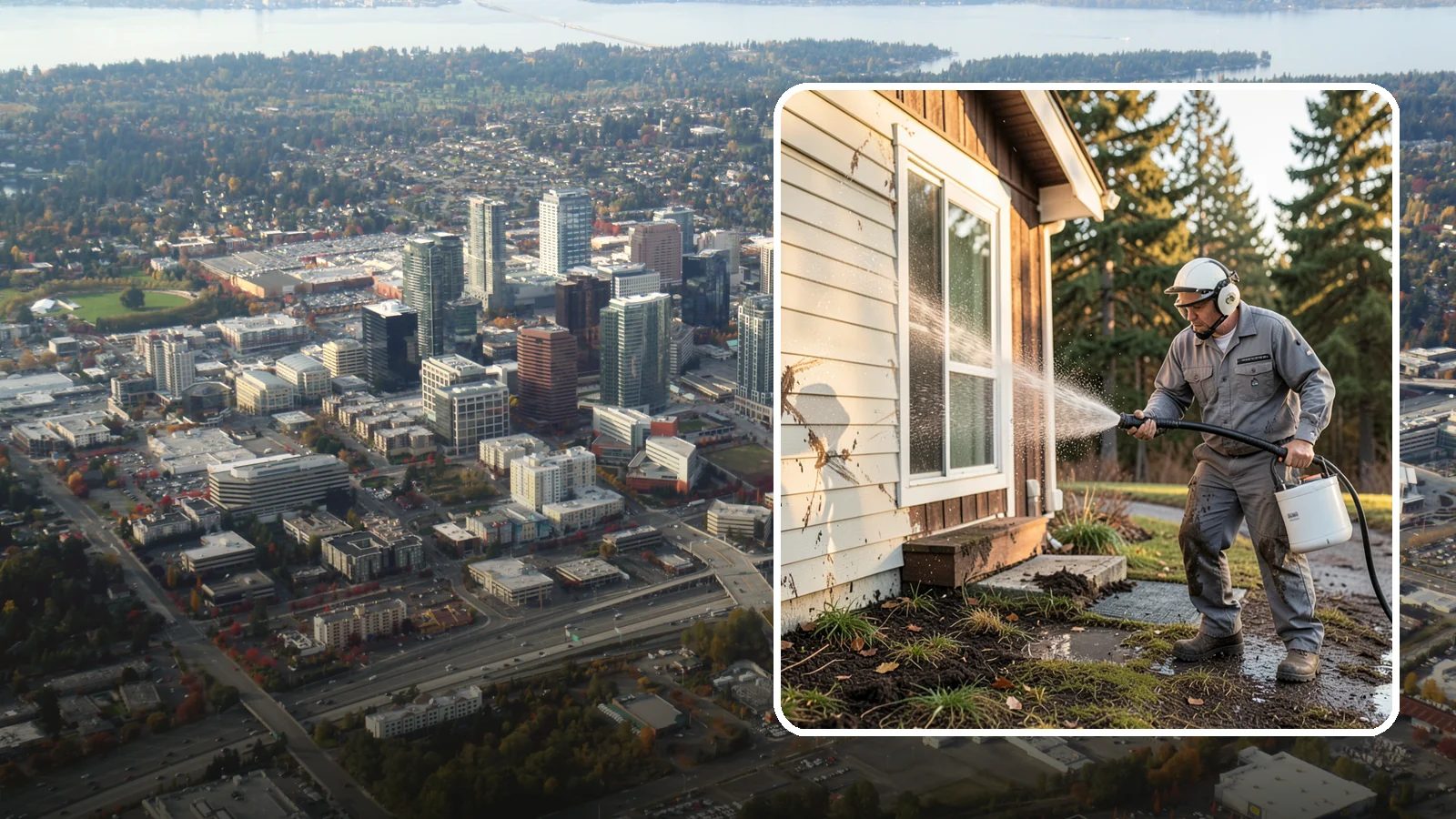 Storm Cleanup Washing in Bellevue, King County, WA - Storm cleanup washing removes the mud, debris streaks, and organic mess left across your property after a Northwest windstorm or...