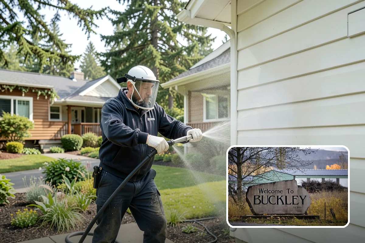 Storm Cleanup Washing in Buckley, Pierce County, WA - Clears branches, needles, and grit deposited by high winds