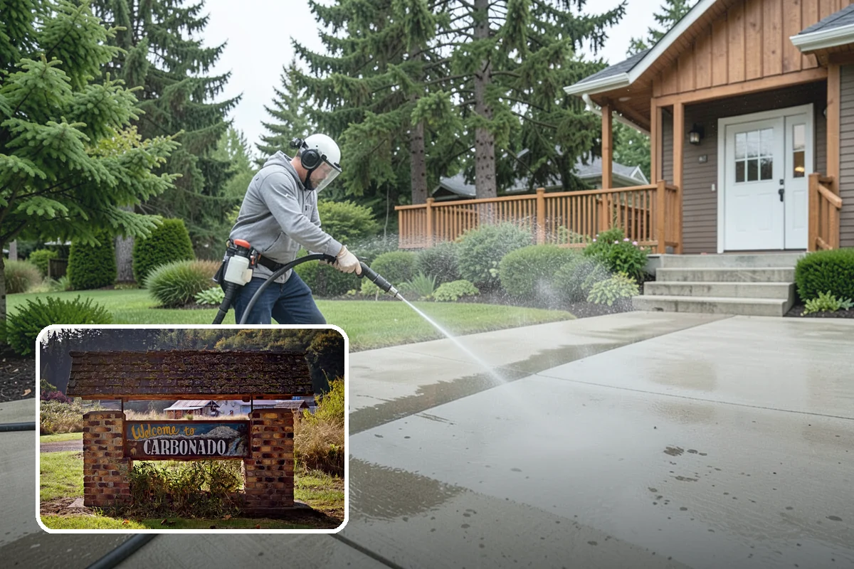 Storm Cleanup Washing in Carbonado, Pierce County, WA - Clears branches, needles, and grit deposited by high winds