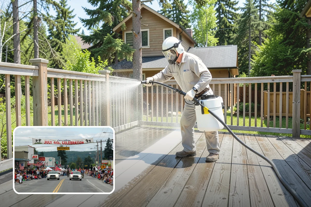 Storm Cleanup Washing in Carnation, King County, WA - Clears branches, needles, and grit deposited by high winds