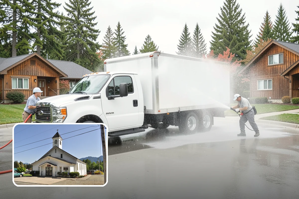 Storm Cleanup Washing in Concrete, Skagit County, WA - Clears branches, needles, and grit deposited by high winds
