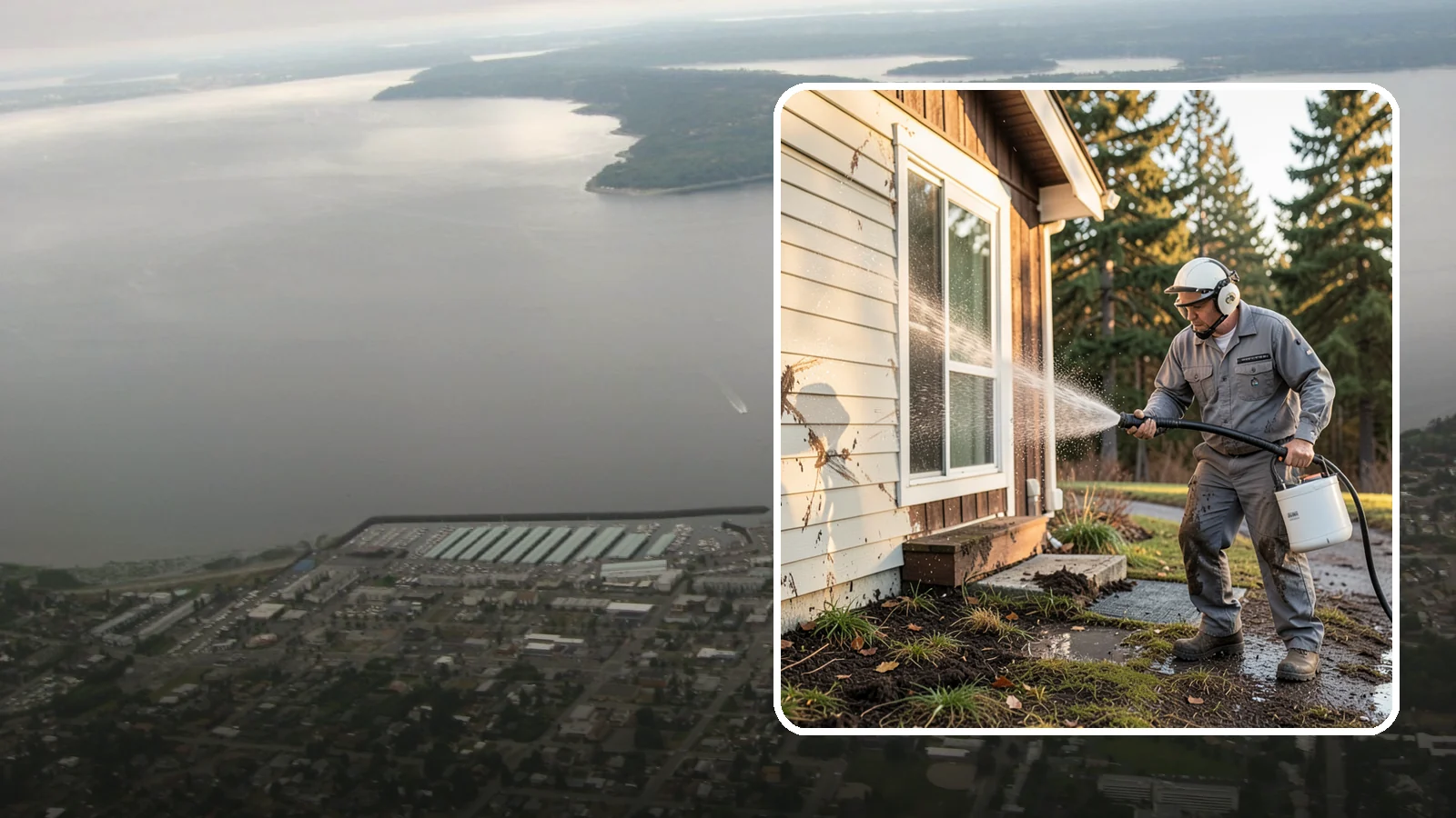 Storm Cleanup Washing in Des Moines, King County, WA - Storm cleanup washing removes the mud, debris streaks, and organic mess left across your property after a Northwest windstorm or...