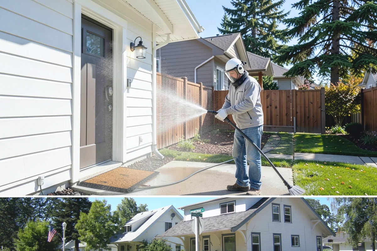 Storm Cleanup Washing in DuPont, Pierce County, WA - Any time after a windstorm or heavy rain event, ideally within a few days before mud and organic streaks dry into the surface.