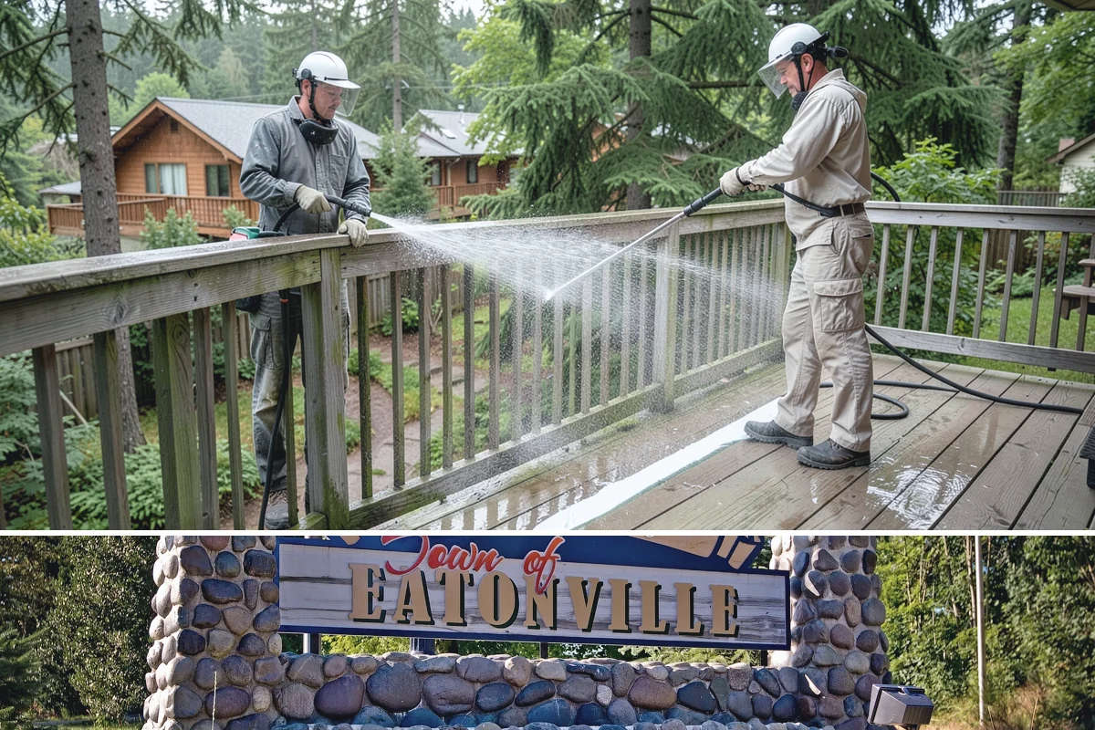 Storm Cleanup Washing in Eatonville, Pierce County, WA - Any time after a windstorm or heavy rain event, ideally within a few days before mud and organic streaks dry into the surface.