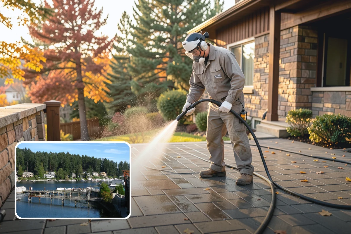 Storm Cleanup Washing in Gig Harbor, Pierce County, WA - Clears branches, needles, and grit deposited by high winds