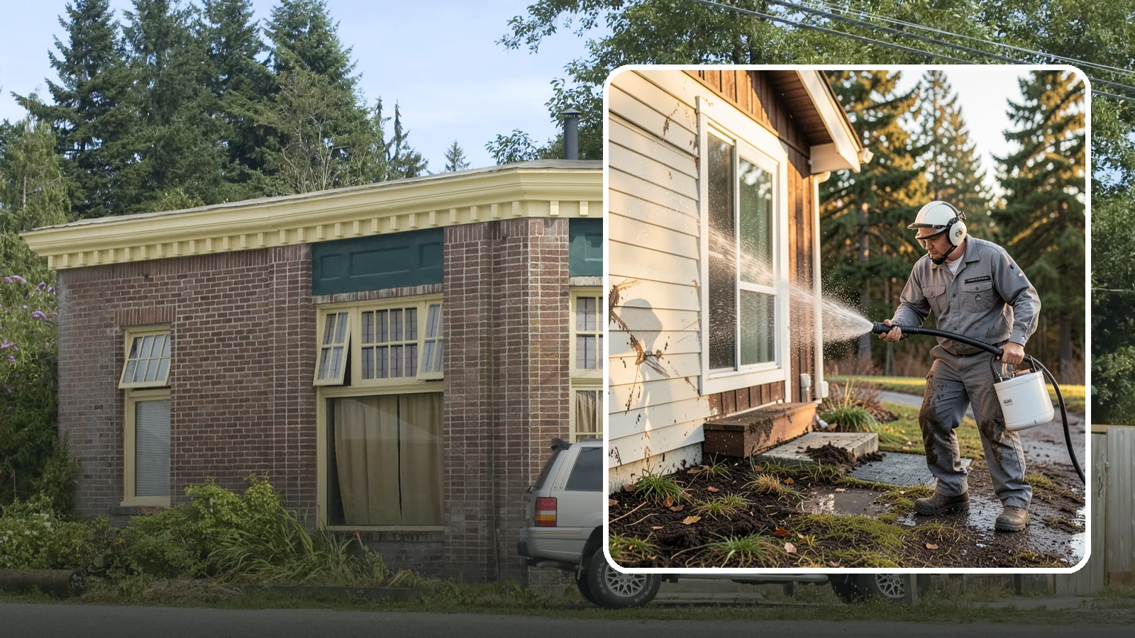 Storm Cleanup Washing in Hamilton, Skagit County, WA - Storm cleanup washing removes the mud, debris streaks, and organic mess left across your property after a Northwest windstorm or...