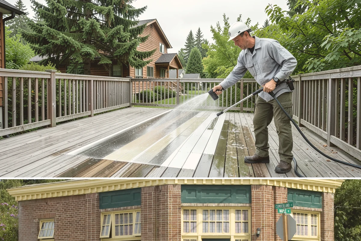 Storm Cleanup Washing in Hamilton, Skagit County, WA - Any time after a windstorm or heavy rain event, ideally within a few days before mud and organic streaks dry into the surface.